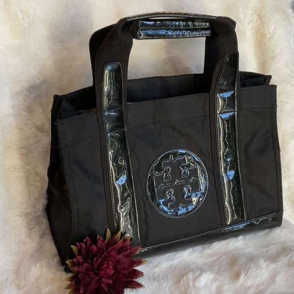 Tory Burch Handbags - Tory Burch Black Patent Trim Tote
